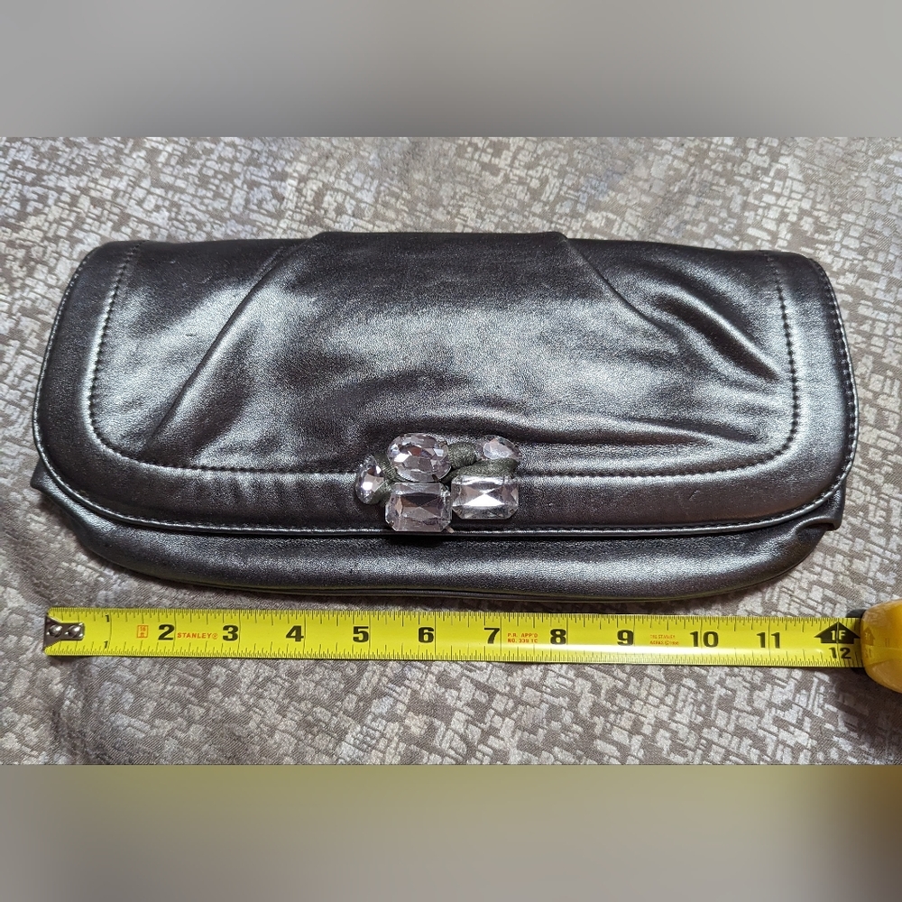 Nine West Silver Jewel Clutch